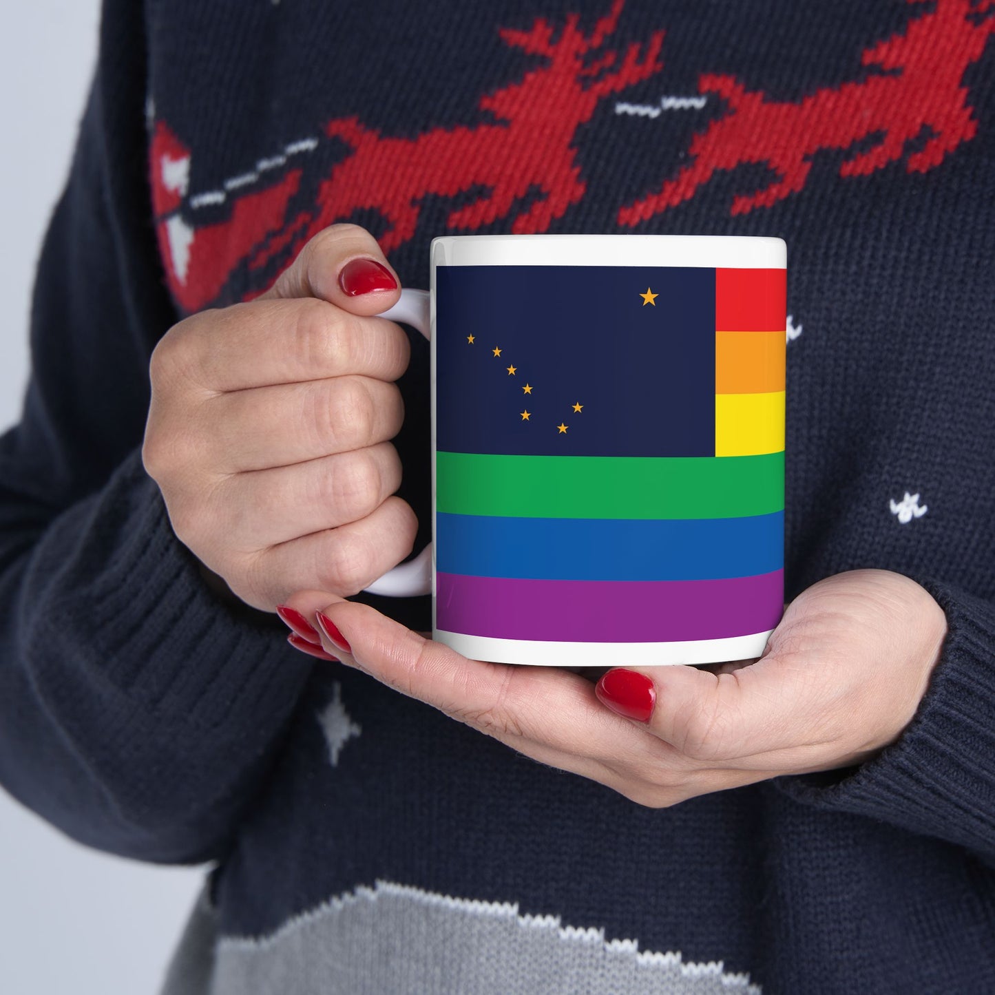 Alaska Rainbow Pride Flag "UNITED" Ceramic Mug