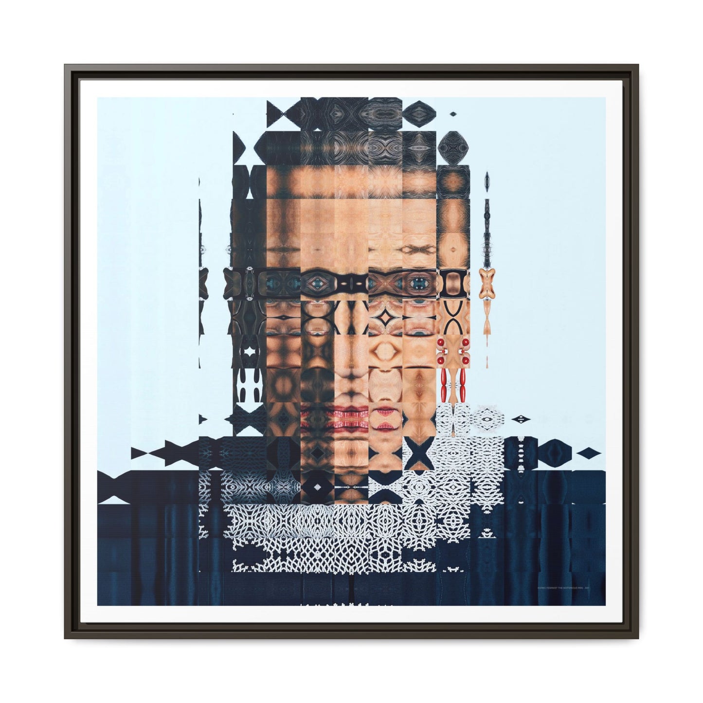 Iconic Feminist, The Notorious RBG, Ruth Bader Ginsburg Abstract Portrait Collage Art — Matte Canvas, Framed (Multi-color options)