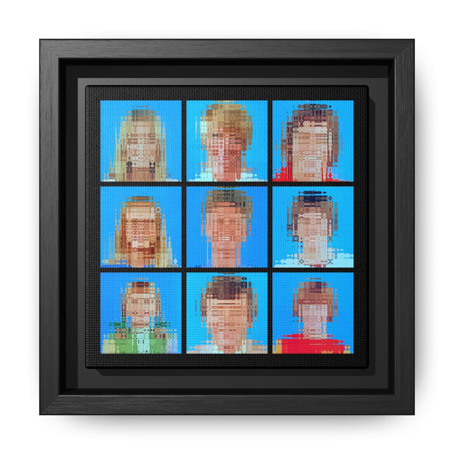 America’s Iconic Mid-Century TV Family Abstract Portrait Collage Art — Matte Canvas, Framed (Multi-color options)