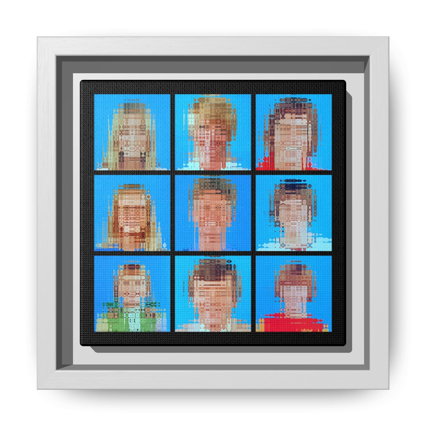 America’s Iconic Mid-Century TV Family Abstract Portrait Collage Art — Matte Canvas, Framed (Multi-color options)