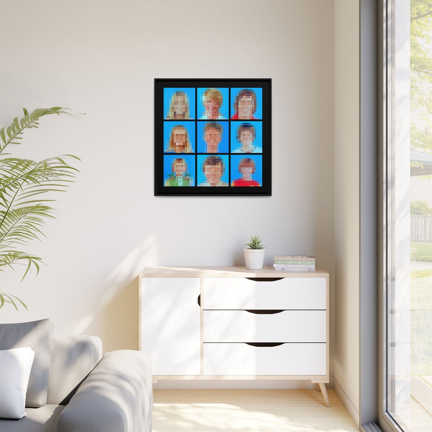 America's Iconic Mid-Century TV Family, Abstract Portrait Collage Art — Matte Canvas, Framed (Multi-color options)