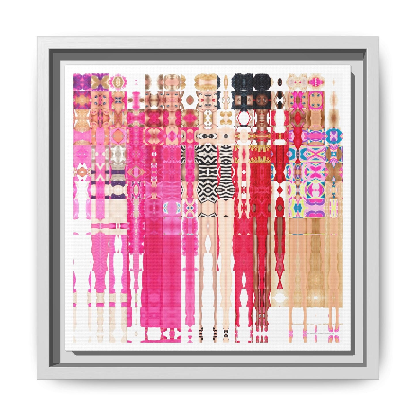 Iconic Dream Doll Fashion Fantasies Abstract Portrait Collage Art — Matte Canvas, Framed (Multi-color options)