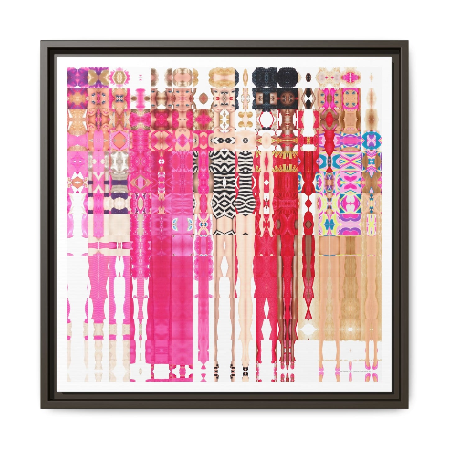 Iconic Dream Doll Fashion Fantasies Abstract Portrait Collage Art — Matte Canvas, Framed (Multi-color options)
