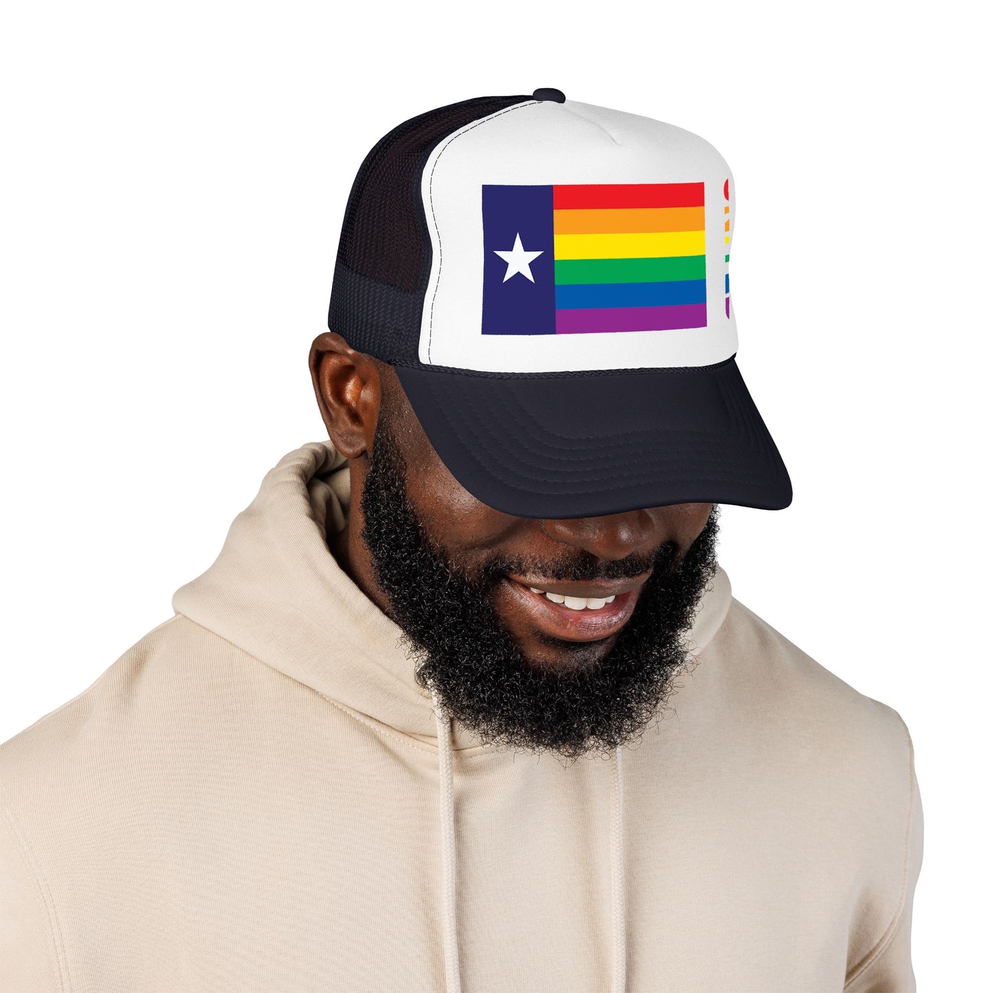 Texas Rainbow Pride Flag "UNITED" Printed Foam Trucker Hat, Several Color Options