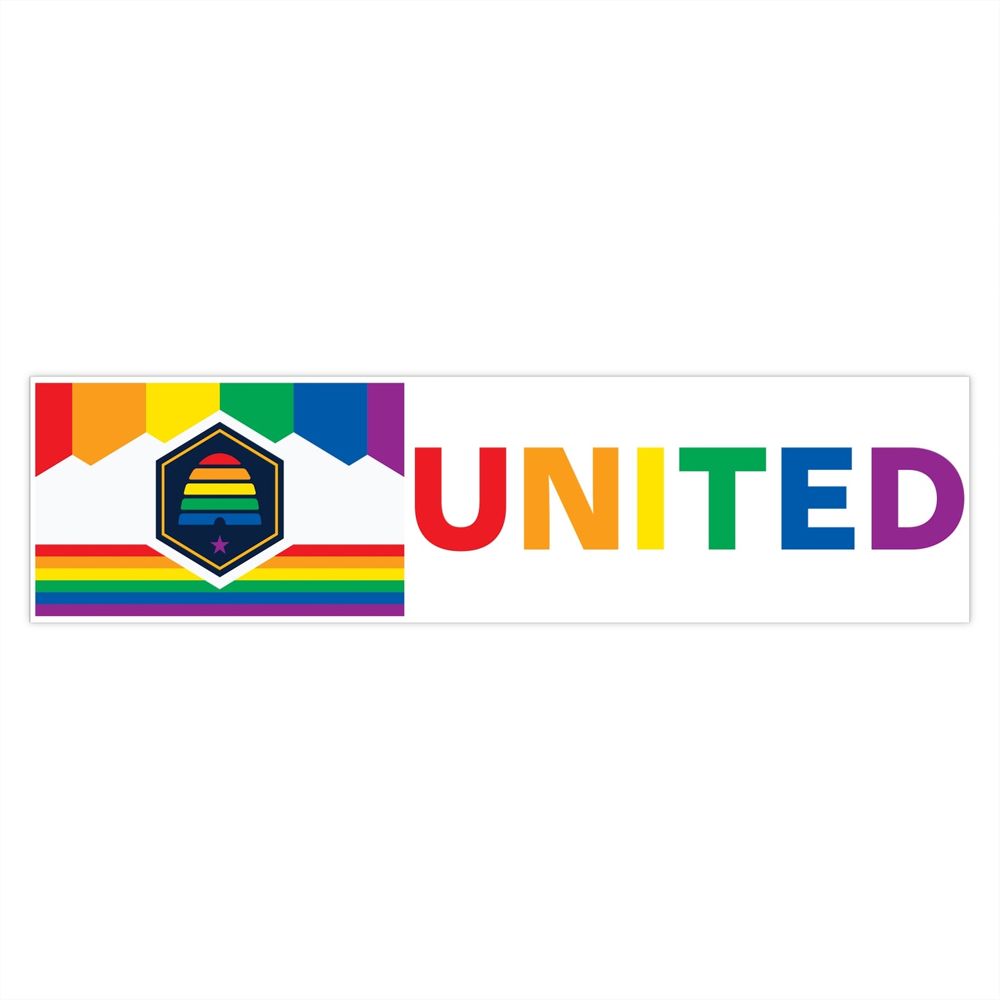 Utah Rainbow Pride Flag "UNITED" Bumper Sticker