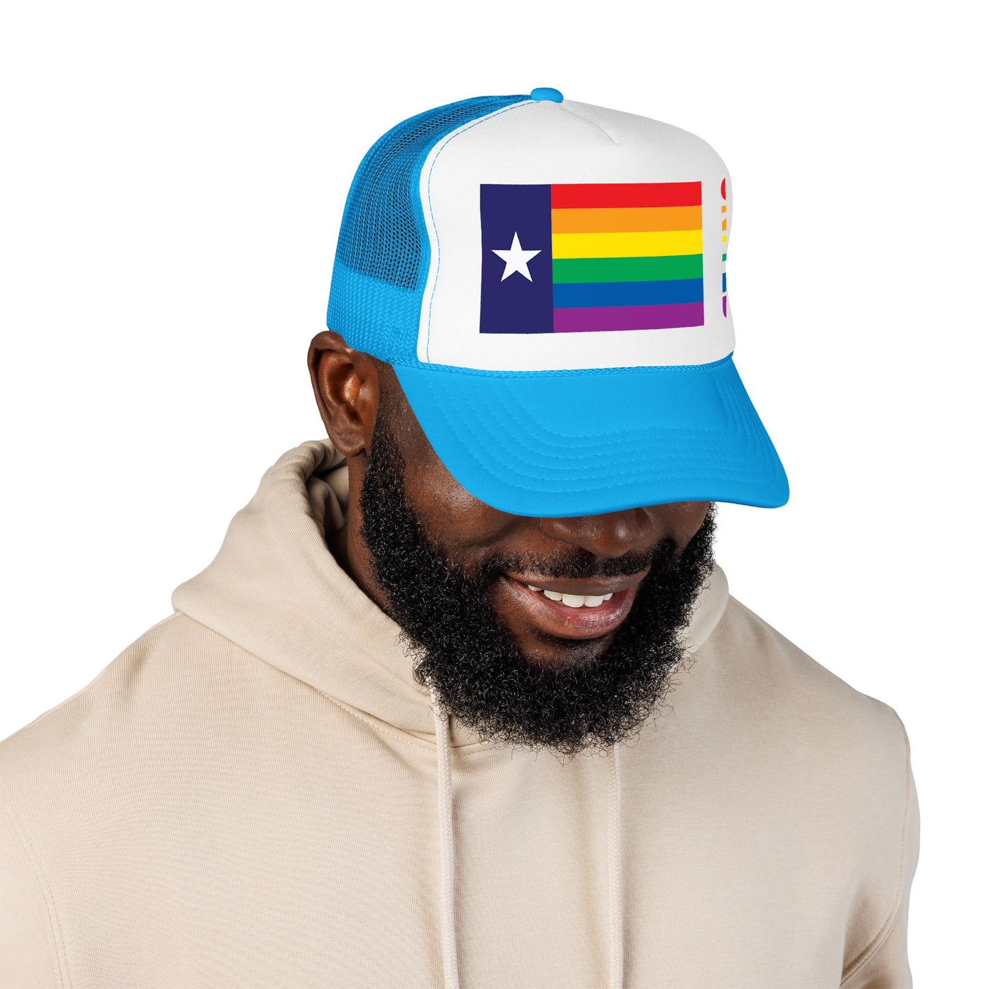 Texas Rainbow Pride Flag "UNITED" Printed Foam Trucker Hat, Several Color Options