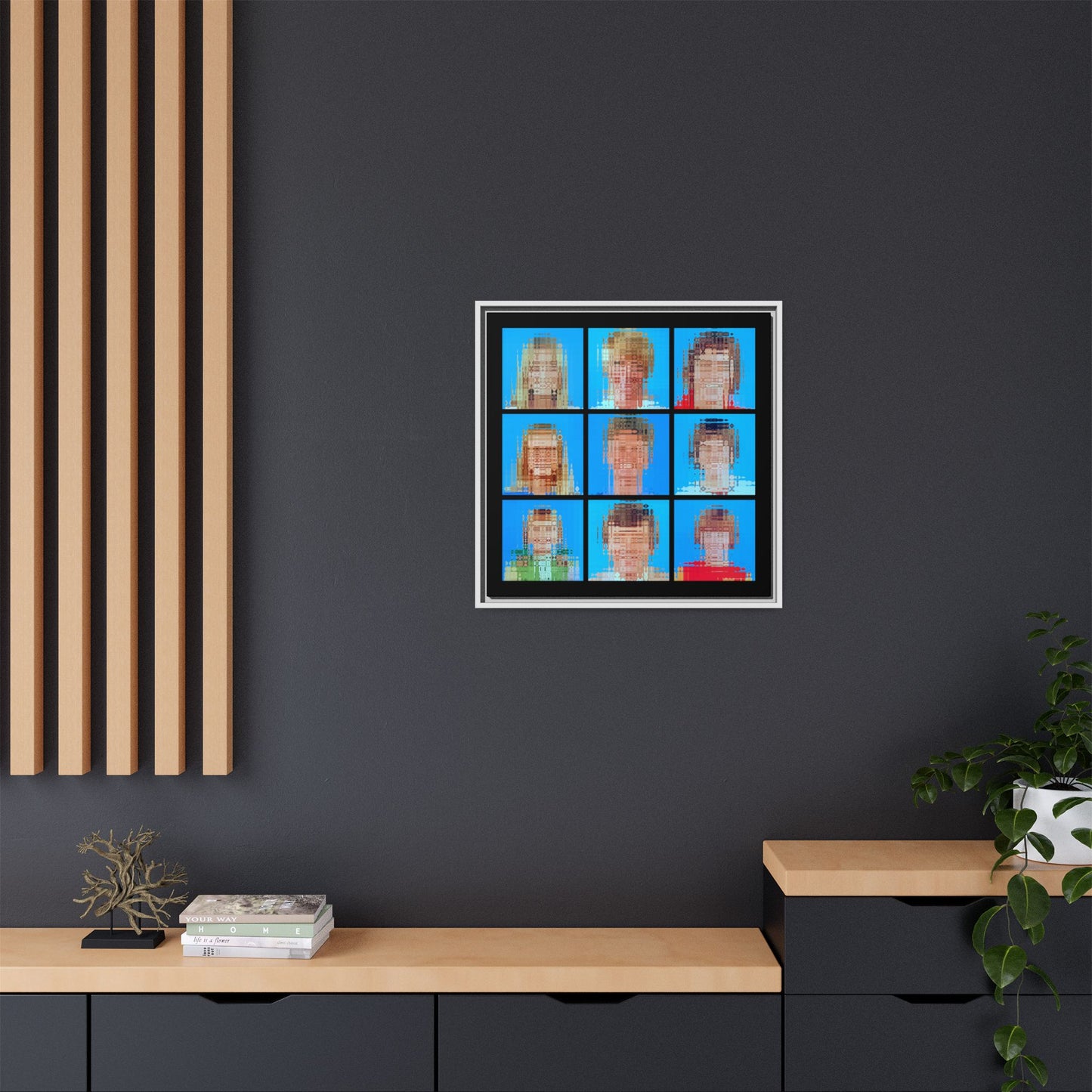 America's Iconic Mid-Century TV Family, Abstract Portrait Collage Art — Matte Canvas, Framed (Multi-color options)