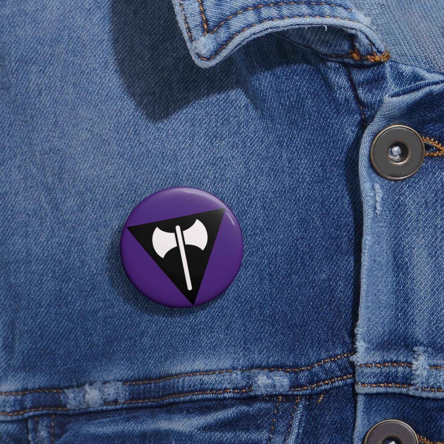 Labrys Lesbian Pride Pin Button, Labrys Lesbian Pride Symbol on Lesbian Purple Pride Color
