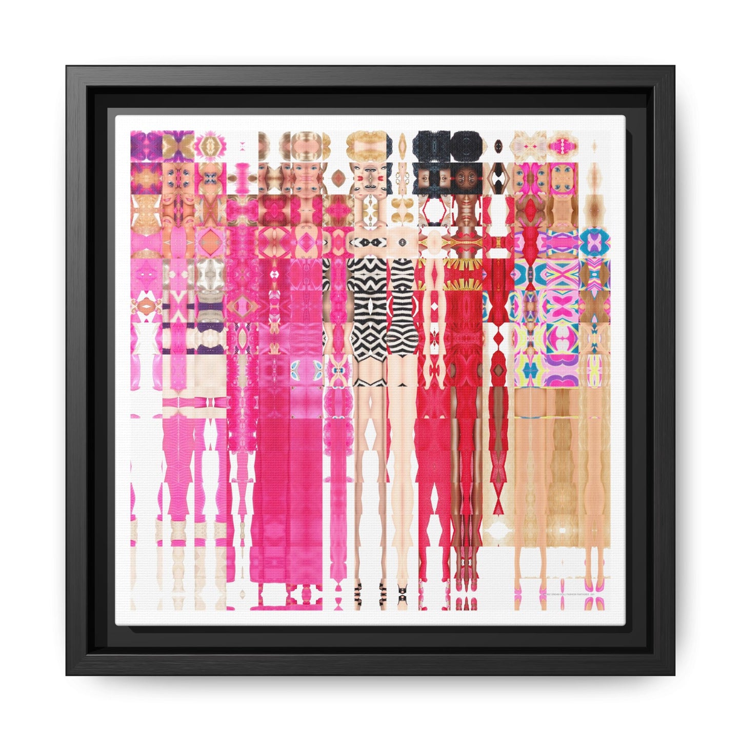 Iconic Dream Doll Fashion Fantasies Abstract Portrait Collage Art — Matte Canvas, Framed (Multi-color options)