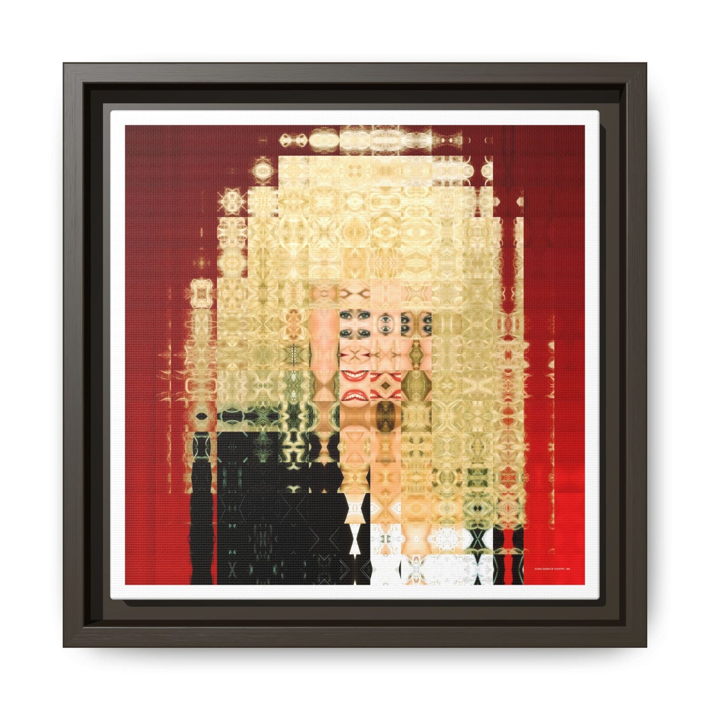 Iconic Queen of Country VI, Dolly Abstract Portrait Collage Art — Matte Canvas, Framed (Multi-color options)