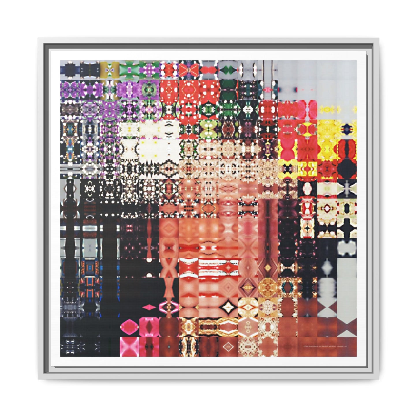Iconic Guardian of the Margins, Marsha P. Johnson Abstract Portrait Collage Art — Matte Canvas, Framed (Multi-color options)