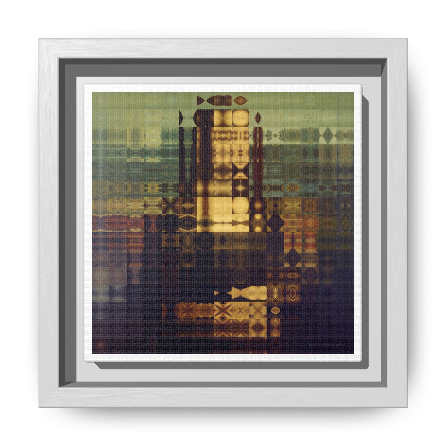 La Gioconda / Mona Lisa Abstract Portrait Collage Art — Matte Canvas, Framed (Multi-color options)