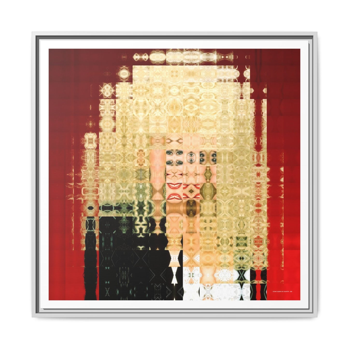 Iconic Queen of Country VI, Dolly Abstract Portrait Collage Art — Matte Canvas, Framed (Multi-color options)