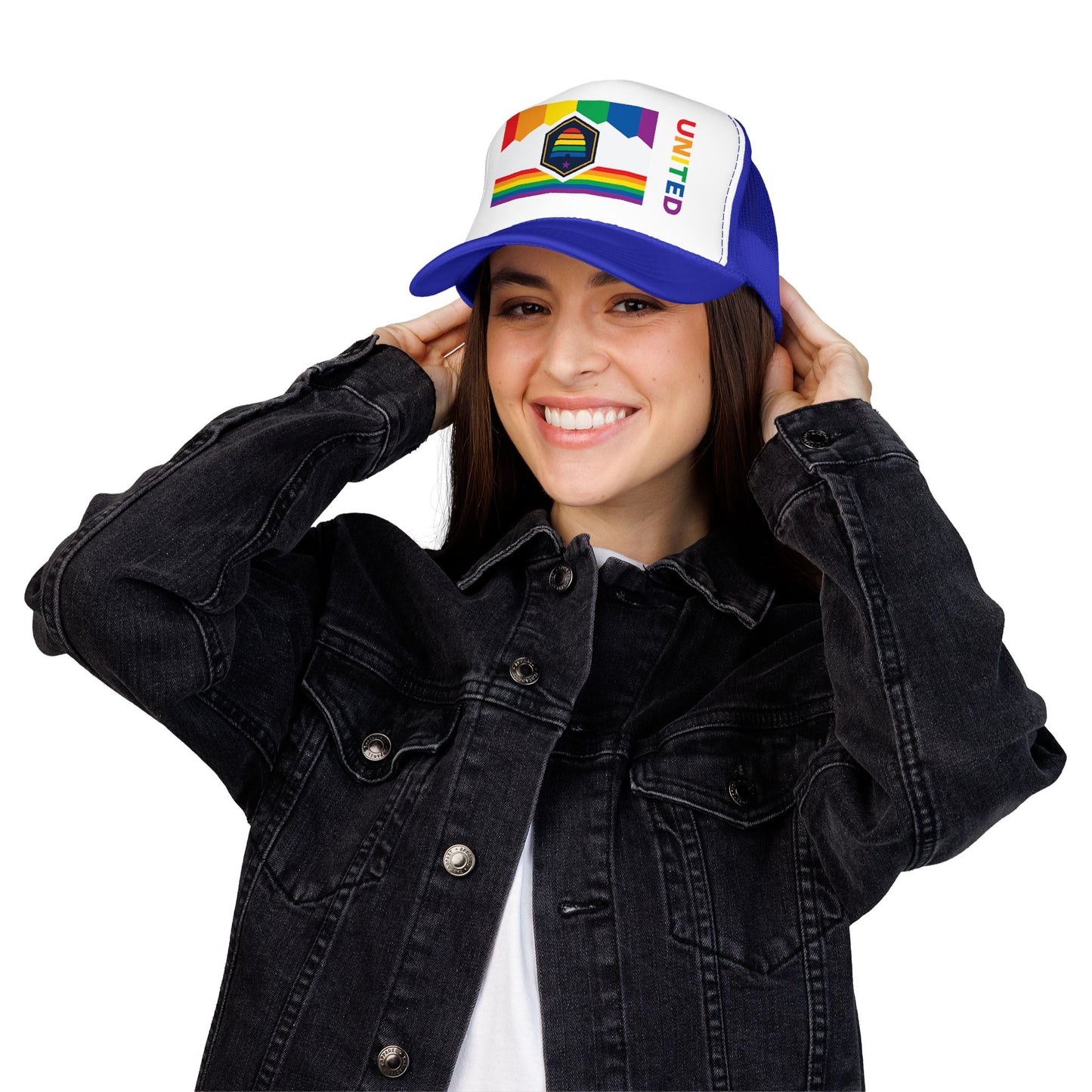 Utah Rainbow Pride Flag "UNITED" Printed Foam Trucker Hat, Several Color Options