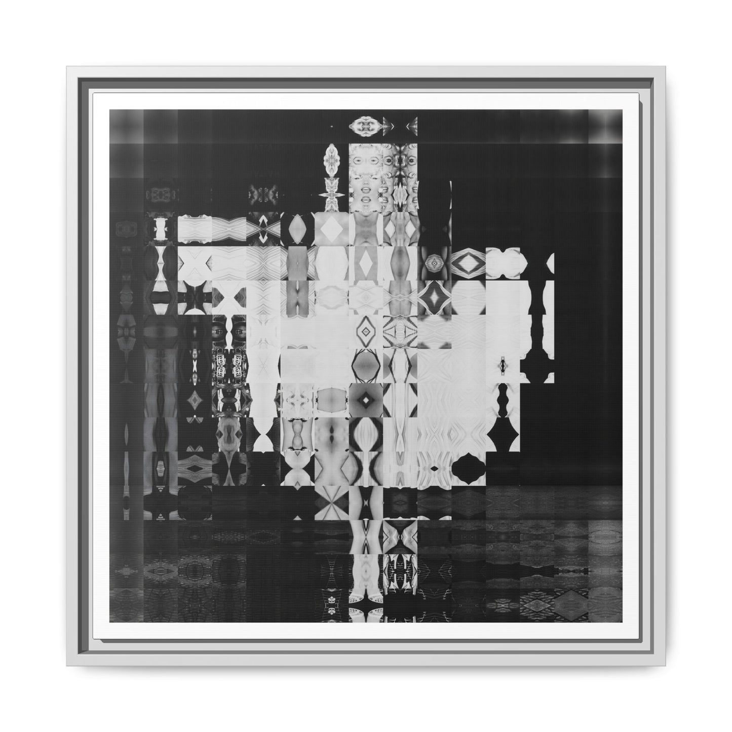 Iconic Hollywood Movie Star Marilyn Monroe, Iconic Flying Skirt Moment, Abstract Portrait Collage Art — Matte Canvas, Framed (Multi-color options)
