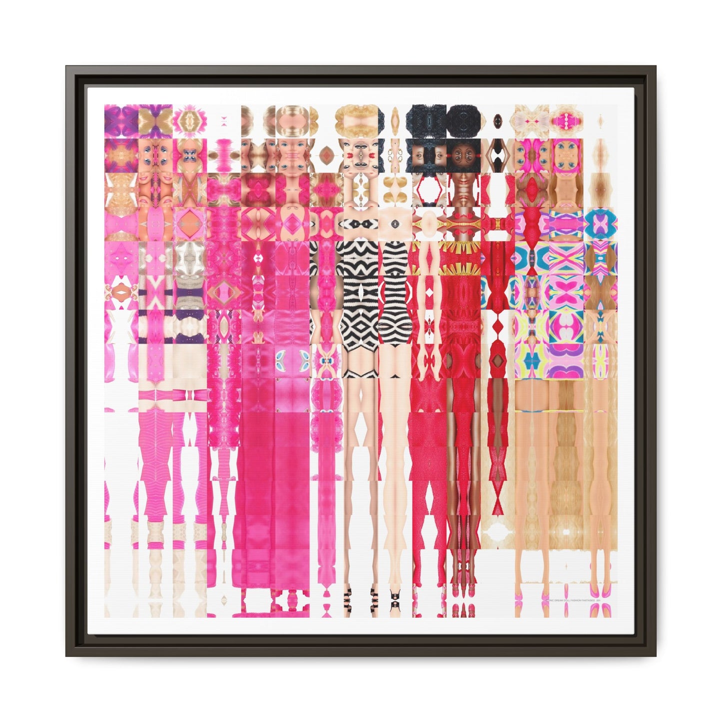 Iconic Dream Doll Fashion Fantasies Abstract Portrait Collage Art — Matte Canvas, Framed (Multi-color options)