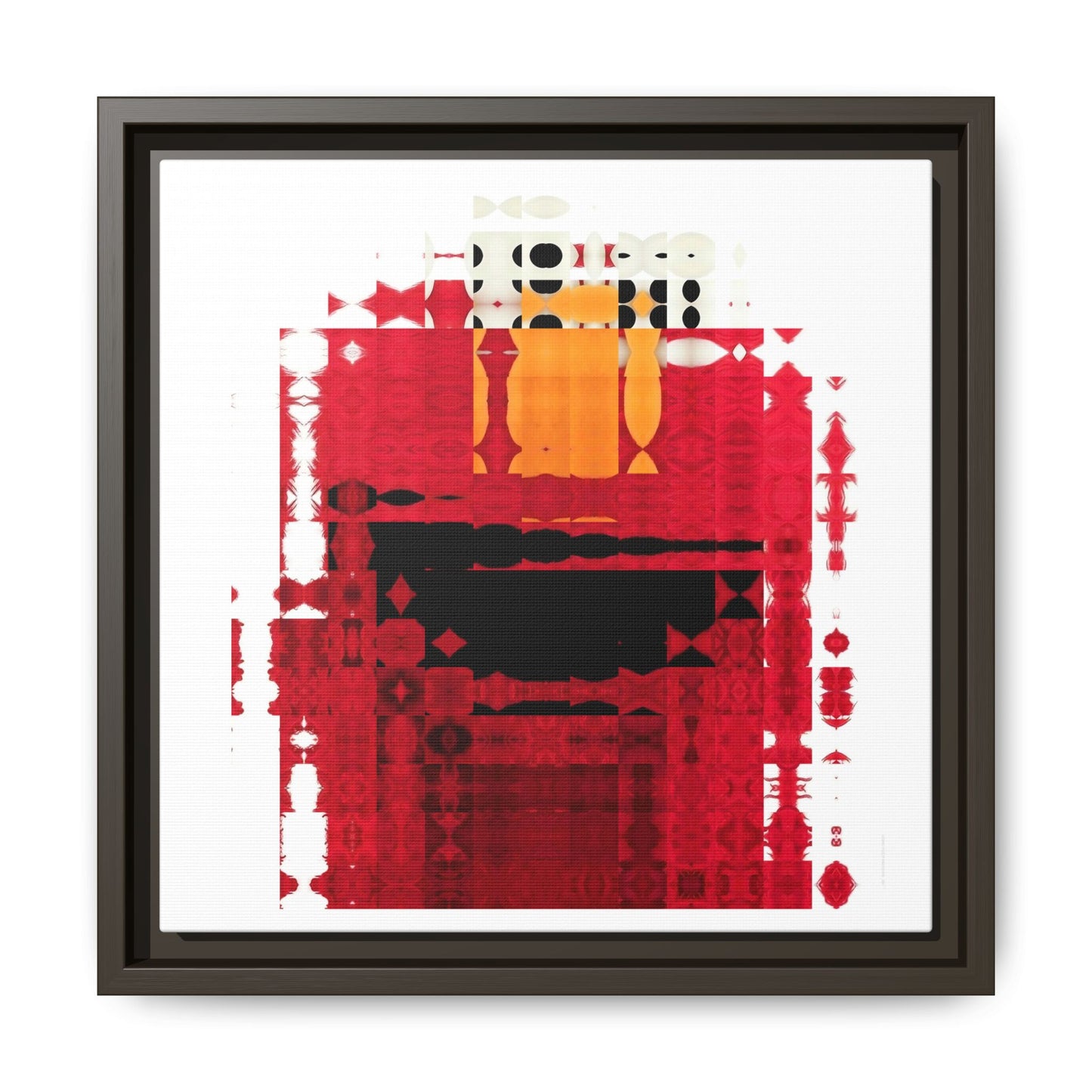 Iconic Fuzzy Red Cutie Monster from the Street Abstract Portrait Collage Art — Matte Canvas, Framed (Multi-color options)