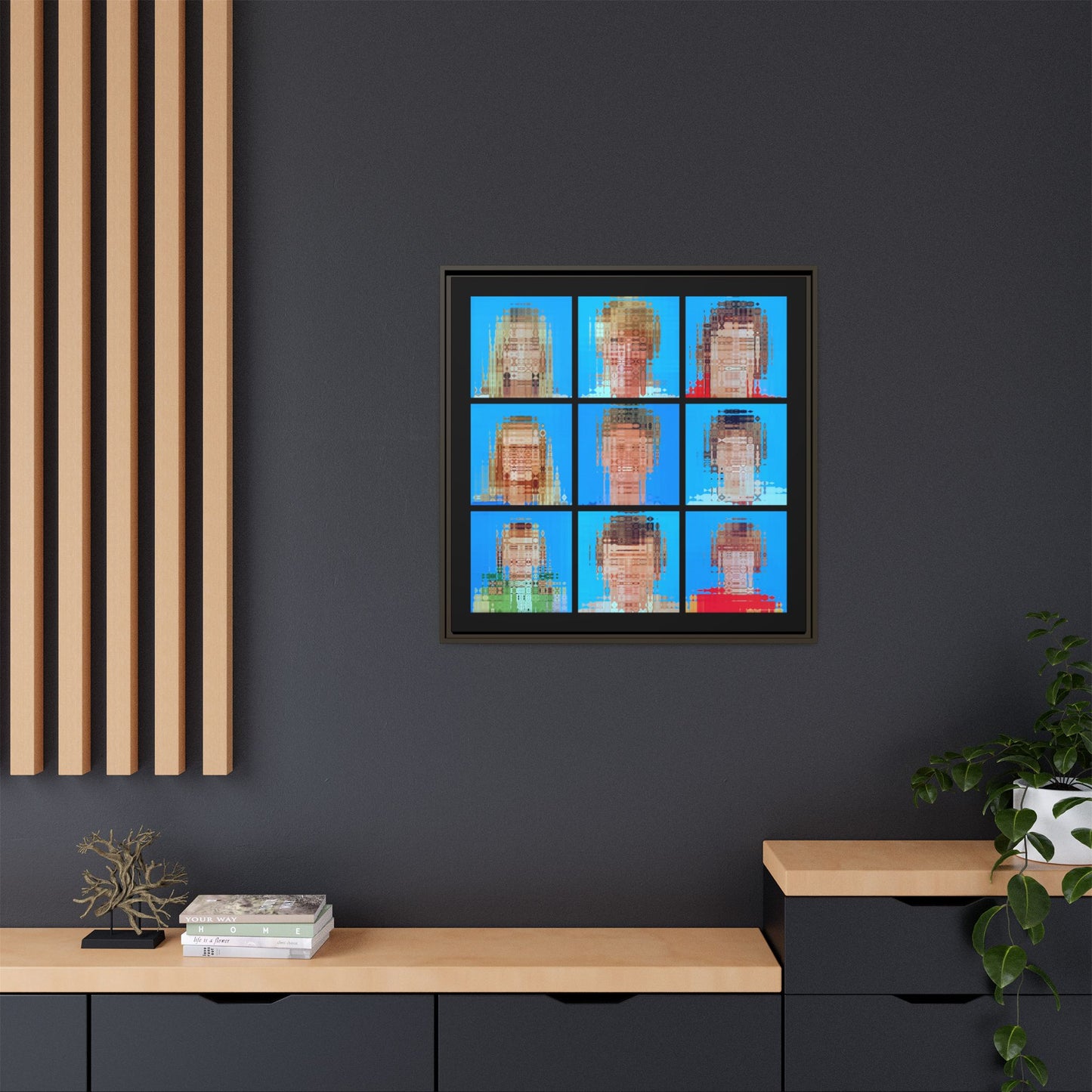 America's Iconic Mid-Century TV Family, Abstract Portrait Collage Art — Matte Canvas, Framed (Multi-color options)