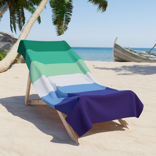 Trans-Inclusive Gay Men's Pride Flag Beach Towel - vertical stripe deco