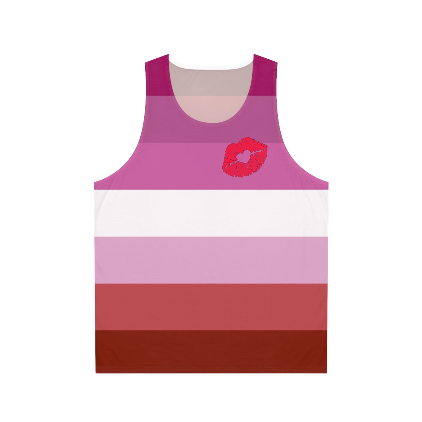 Lipstick Lesbian Pride Tank Top - stripes and lips deco