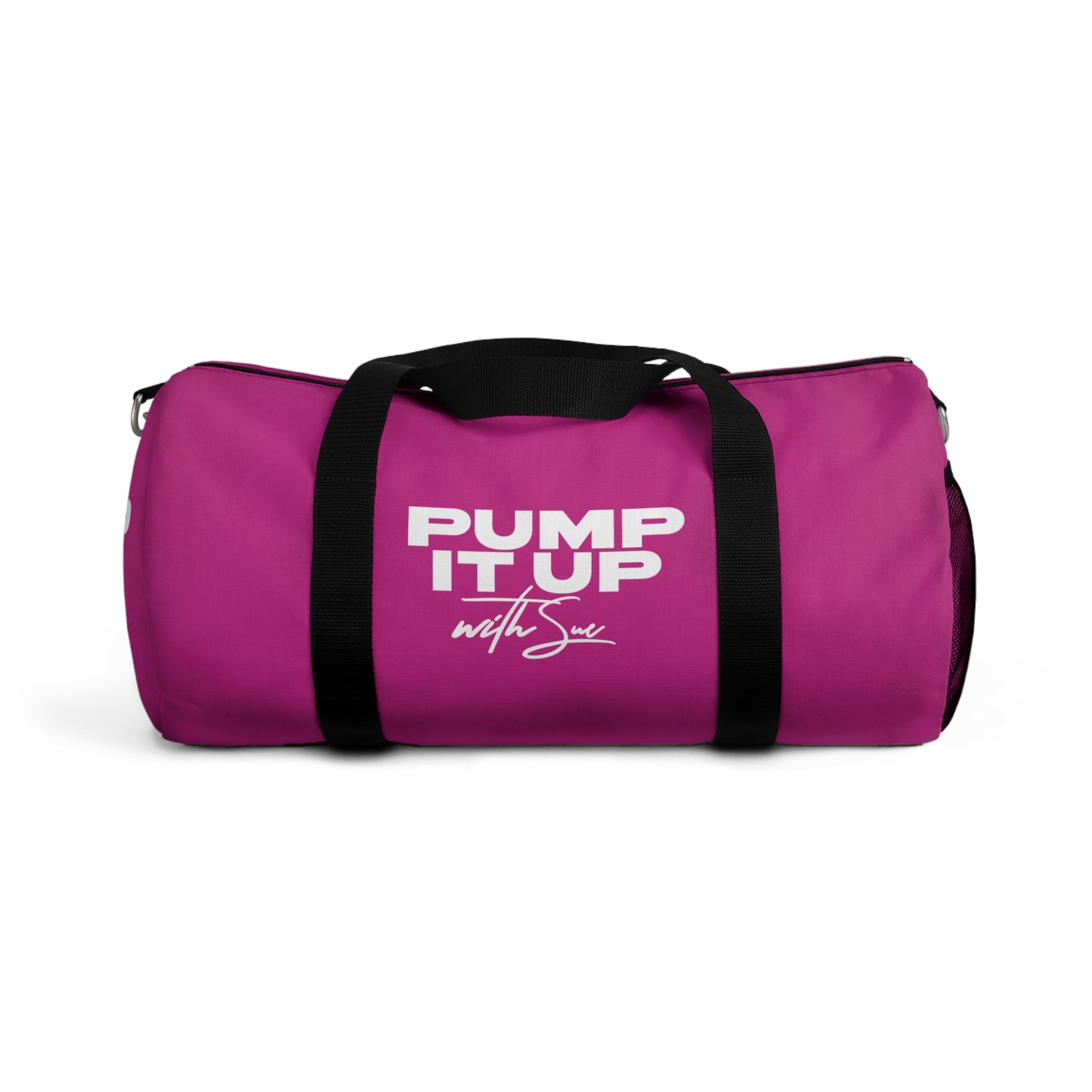 Pump It Up with Sue Duffel Bag - Pink with White Deco