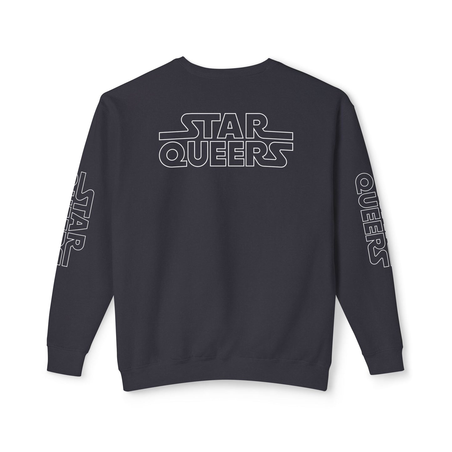 STAR QUEERS Graphic Universal Lightweight Crewneck Sweatshirt - Black and Neon Violet