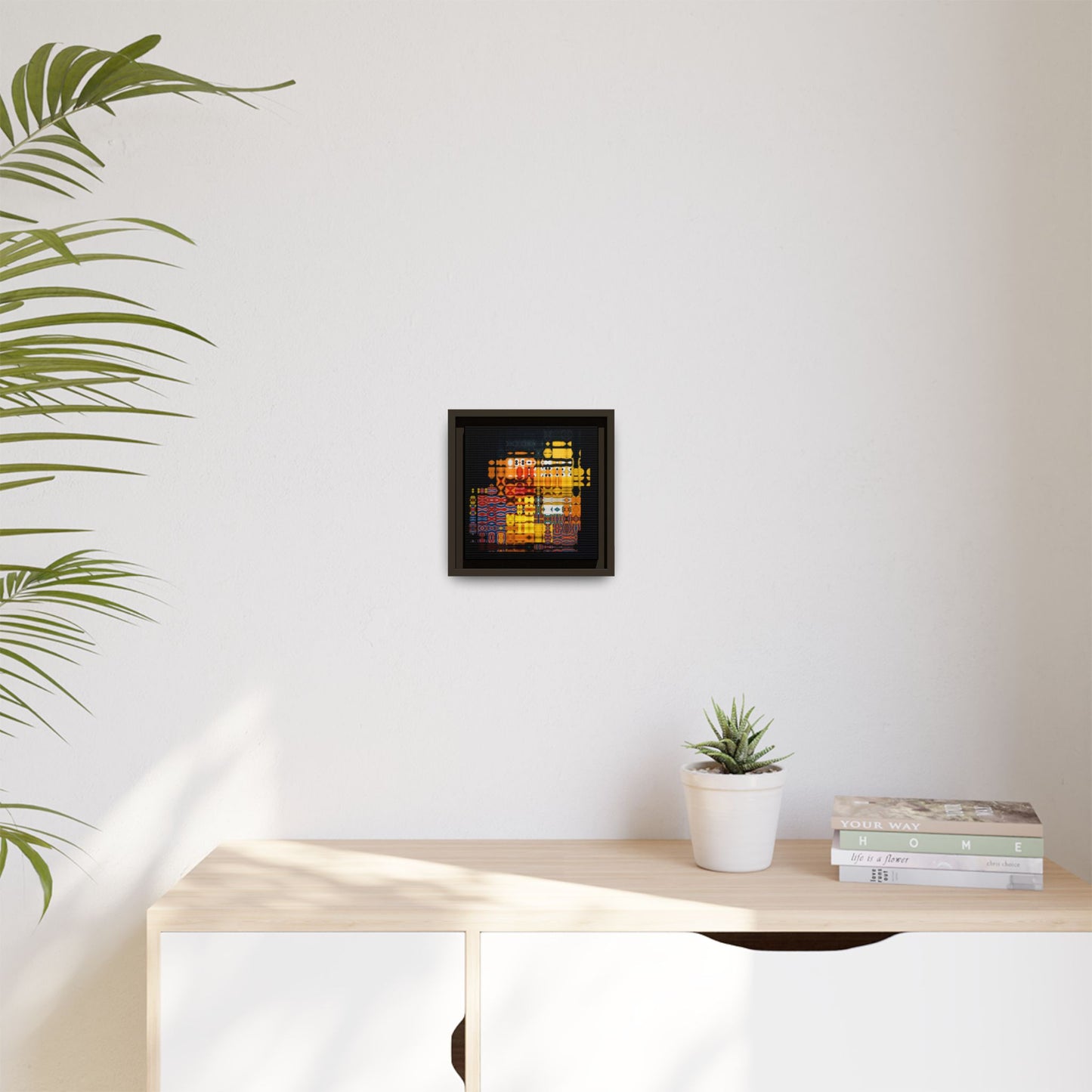 Iconic Domestic Partners in Plain Sight: Bert, Ernie, and Rubber Ducky Abstract Portrait Collage Art — Matte Canvas, Framed (Multi-color options)