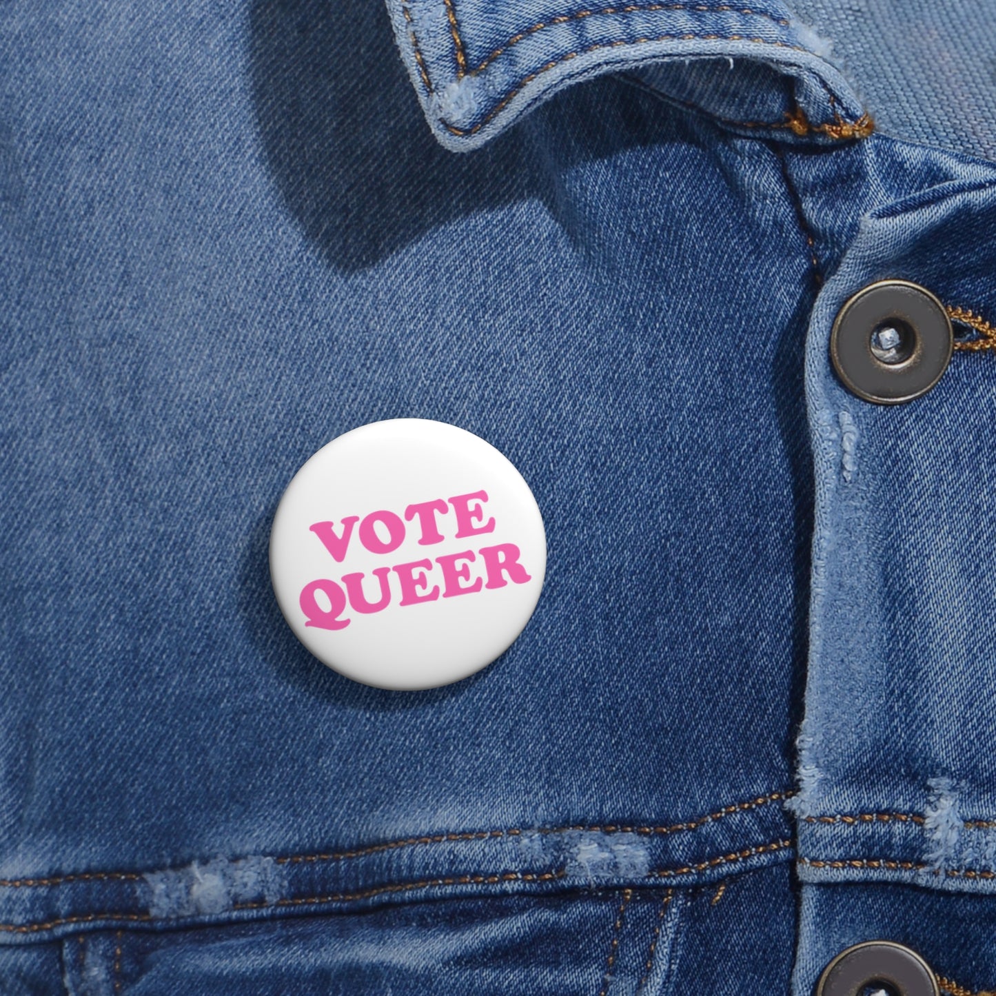 VOTE QUEER Activism Pin Button in Pink