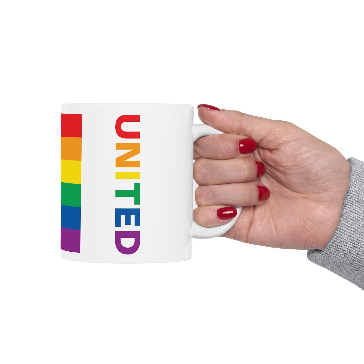 Wisconsin Rainbow Pride Flag "UNITED" Ceramic Mug