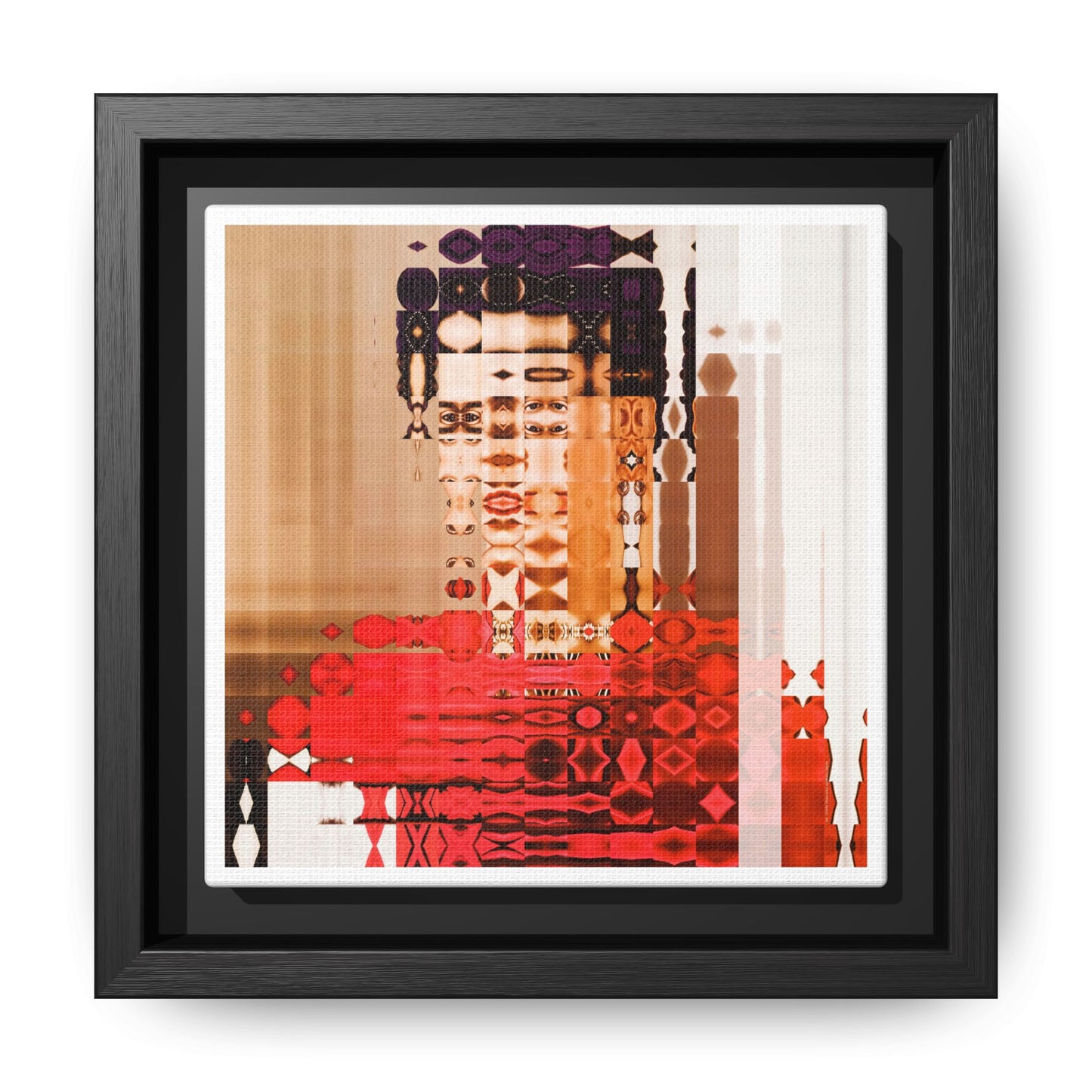 Iconic Feminist Artist Frida Kahlo 2 Abstract Portrait Collage Art — Matte Canvas, Framed (Multi-color options)