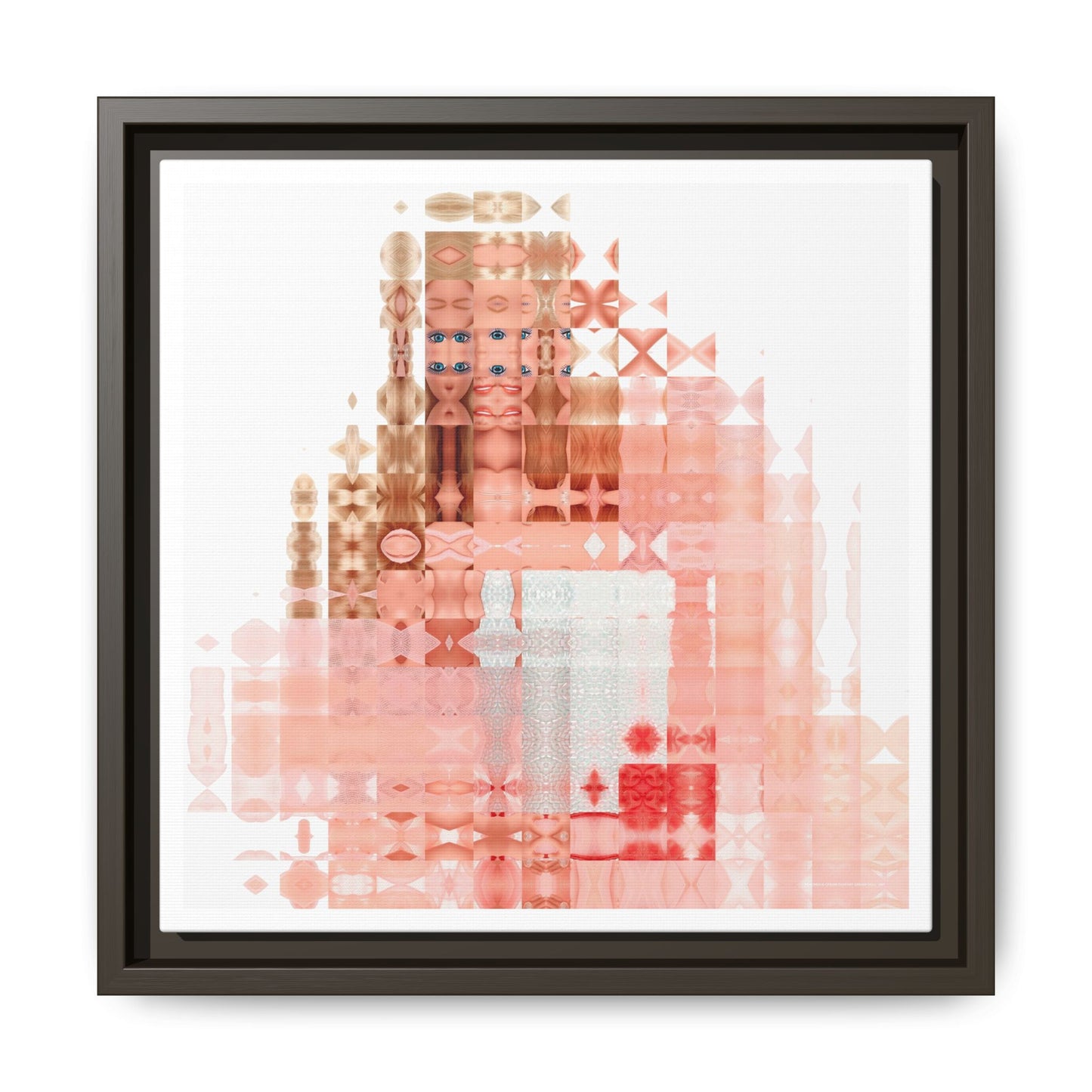Peaches-&-Cream Fantasy Dream Doll Abstract Portrait Collage Art — Matte Canvas, Framed (Multi-color options)
