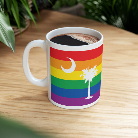 South Carolina Rainbow Pride Flag "UNITED" Ceramic Mug