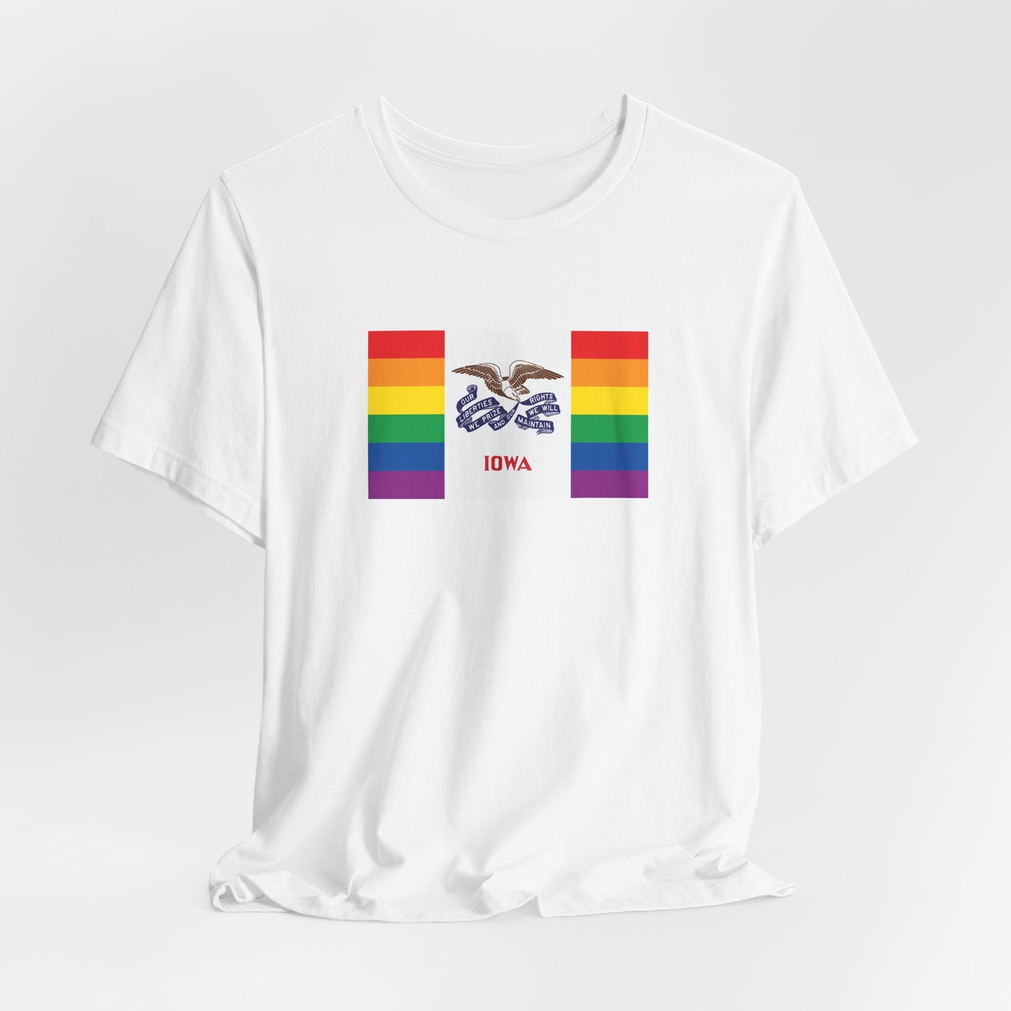 Iowa Rainbow Pride Flag T-shirt, Several Color Options