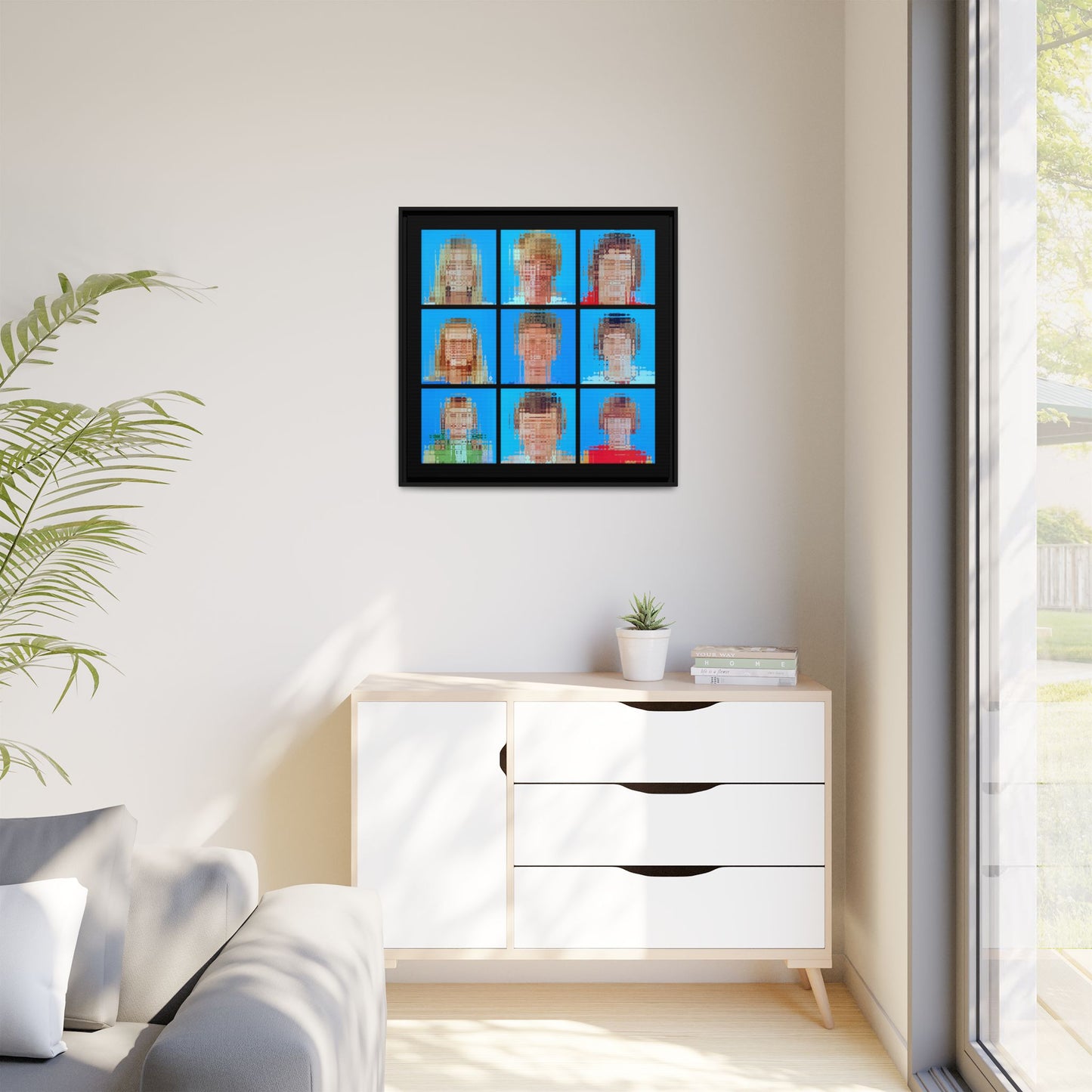 America's Iconic Mid-Century TV Family, Abstract Portrait Collage Art — Matte Canvas, Framed (Multi-color options)
