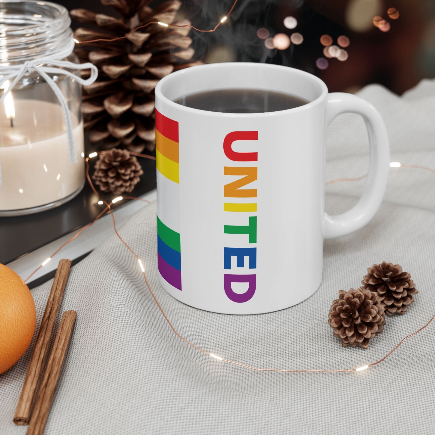 Colorado Rainbow Pride Flag "UNITED" Ceramic Mug
