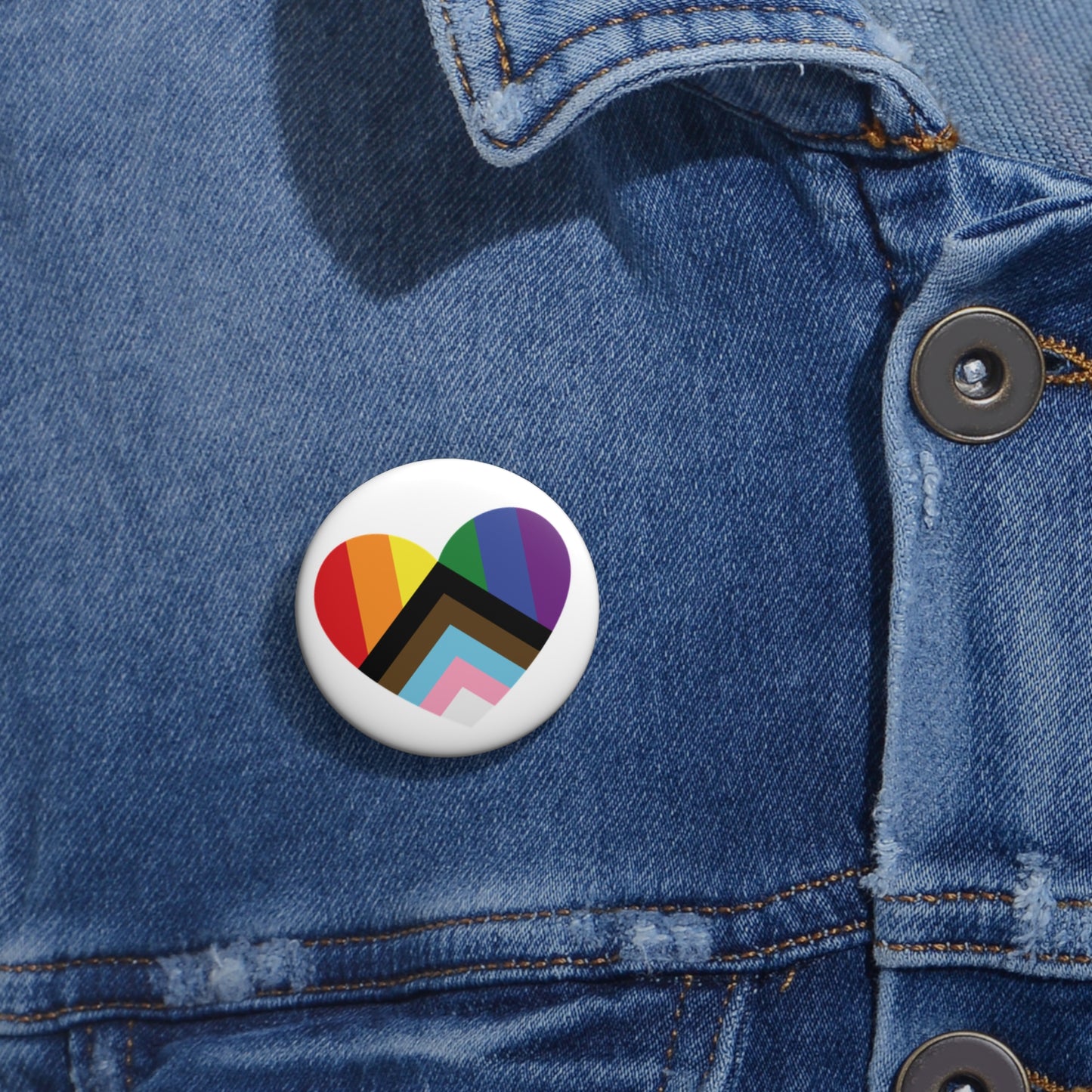 Progress Rainbow Pride Heart Pin Button