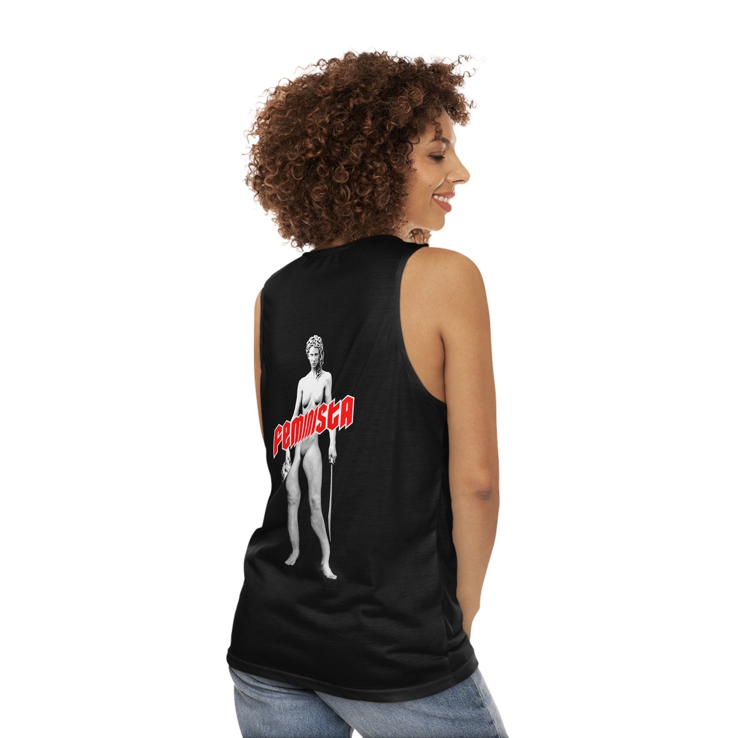 FEMINISTA Tank Top - Red Deco on Black