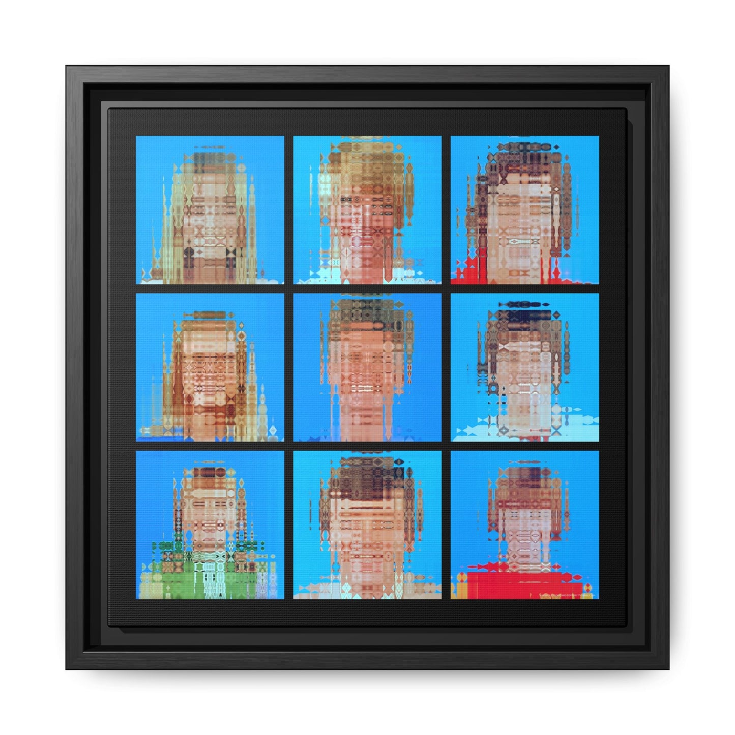 America's Iconic Mid-Century TV Family, Abstract Portrait Collage Art — Matte Canvas, Framed (Multi-color options)
