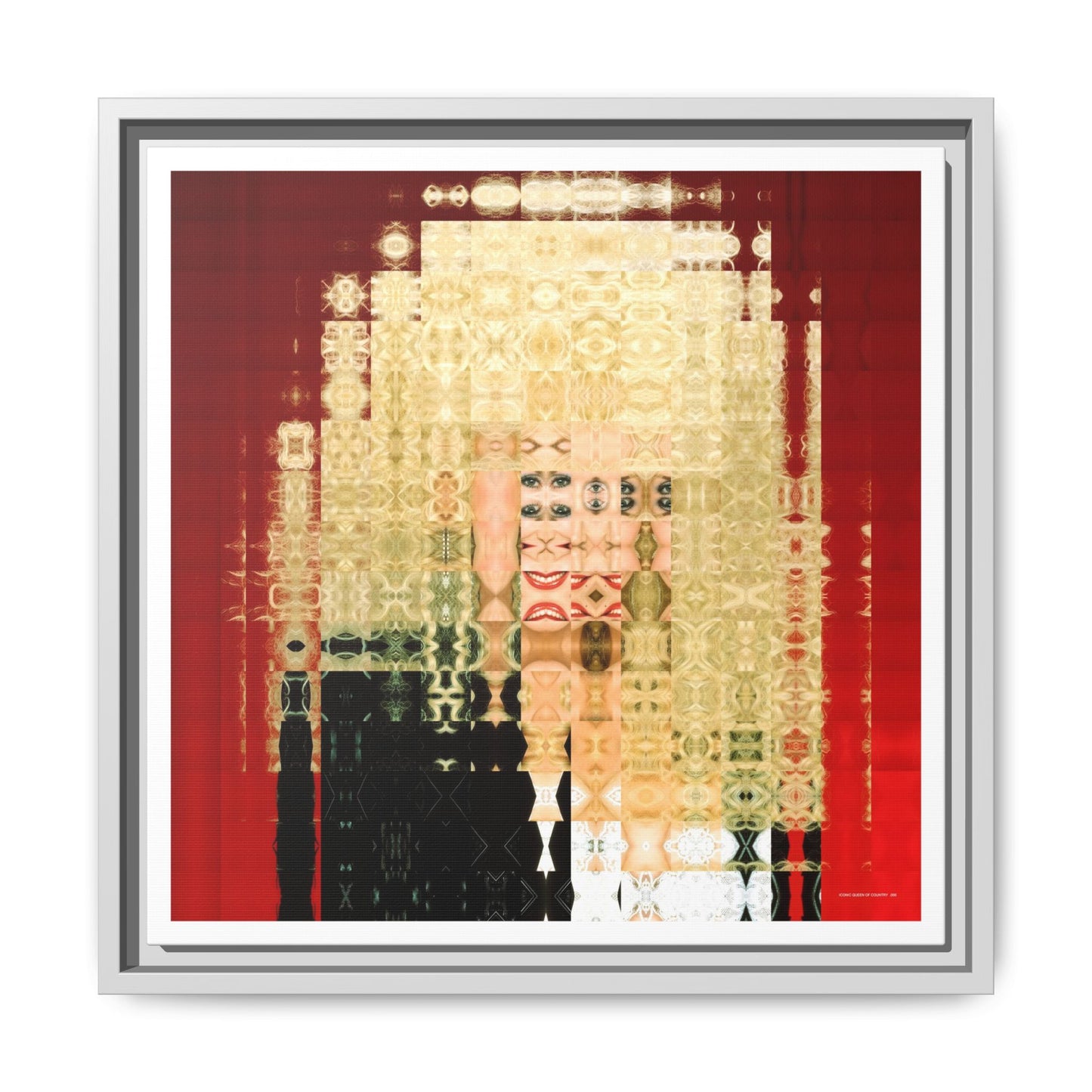 Iconic Queen of Country VI, Dolly Abstract Portrait Collage Art — Matte Canvas, Framed (Multi-color options)
