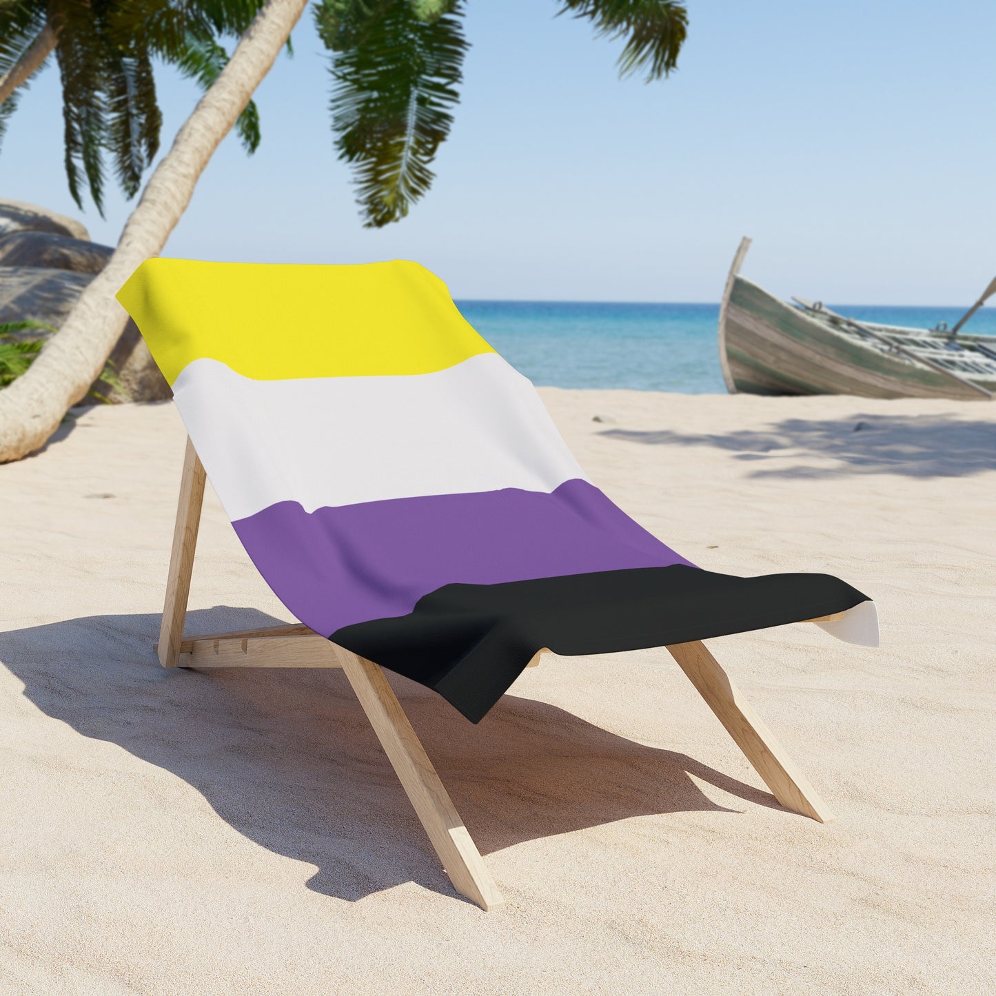 Non-Binary Pride Flag Beach Towel - vertical stripe deco