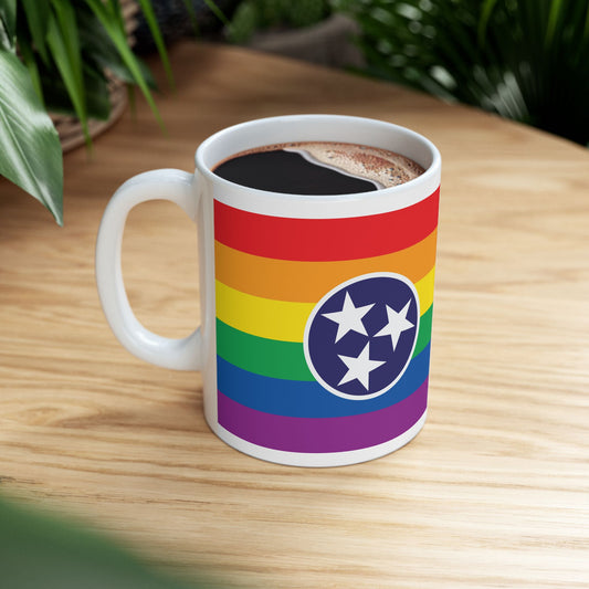 Tennessee Rainbow Pride Flag "UNITED" Ceramic Mug