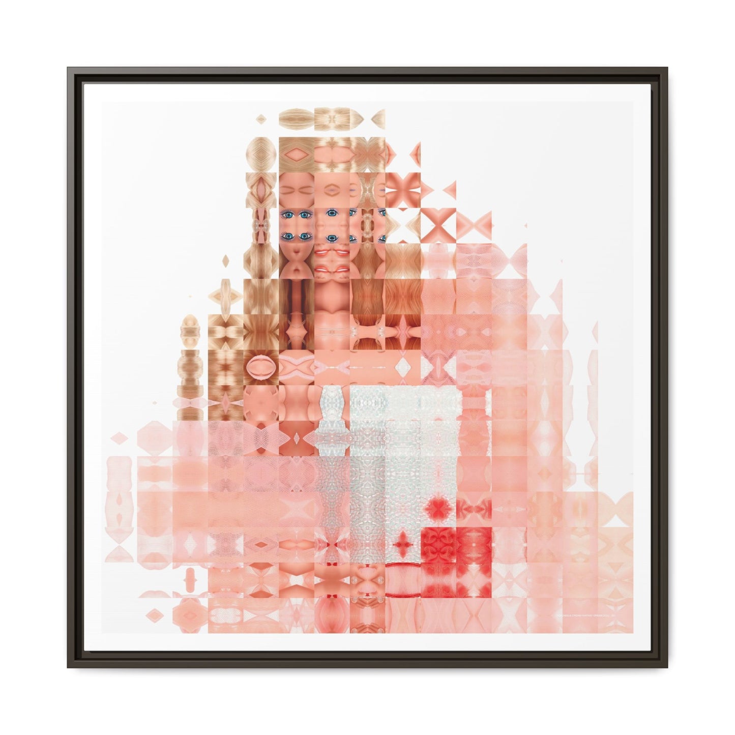 Peaches-&-Cream Fantasy Dream Doll Abstract Portrait Collage Art — Matte Canvas, Framed (Multi-color options)