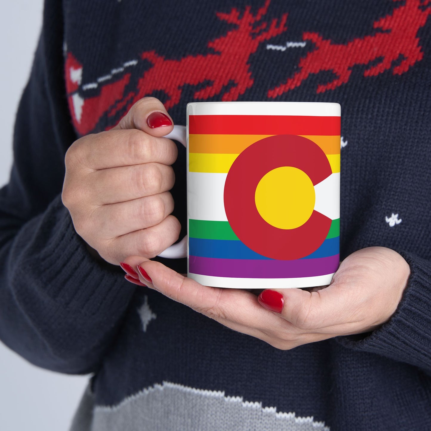 Colorado Rainbow Pride Flag "UNITED" Ceramic Mug