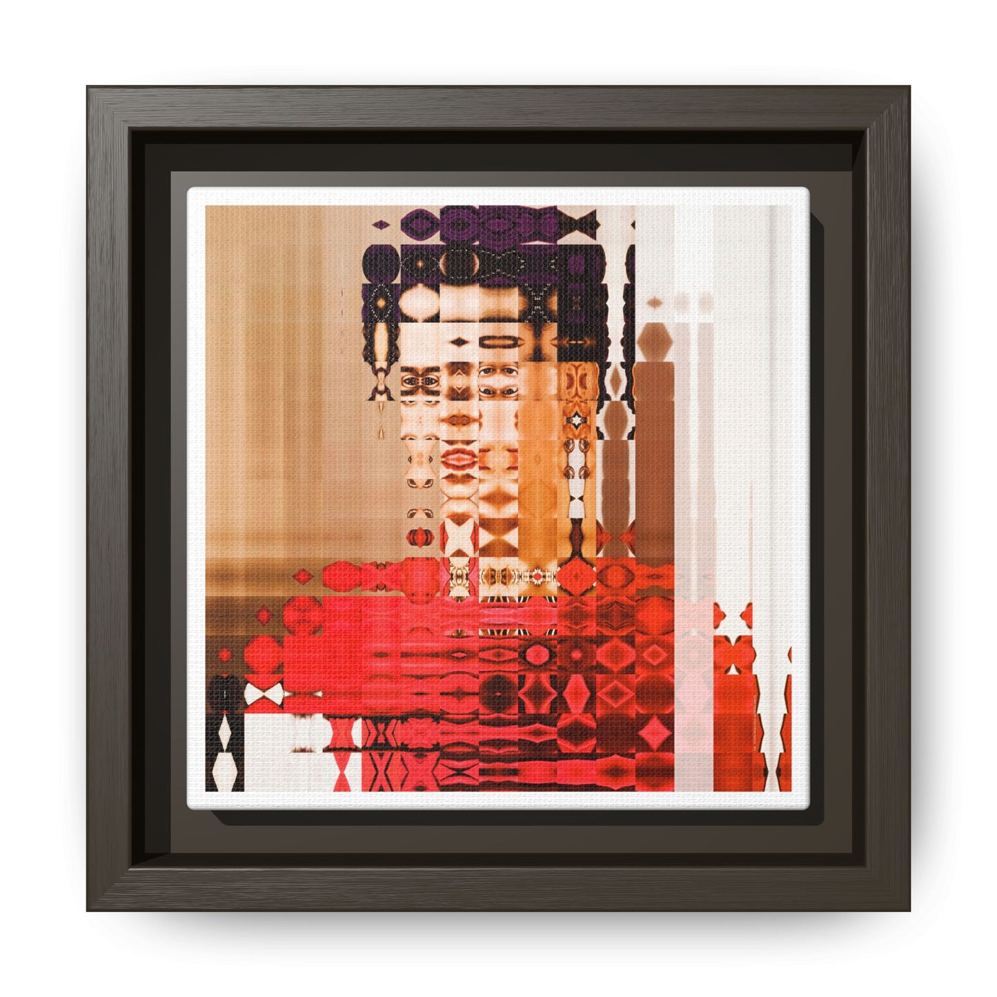 Iconic Feminist Artist Frida Kahlo 2 Abstract Portrait Collage Art — Matte Canvas, Framed (Multi-color options)