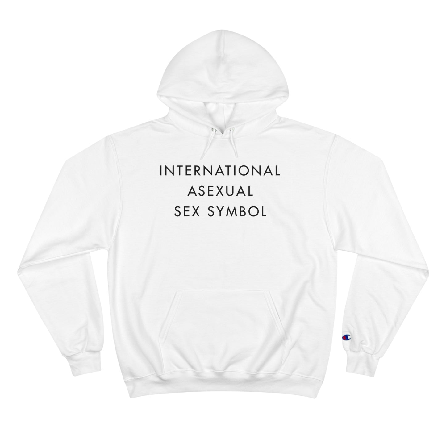 International Asexual Sex Symbol Champion Hoodie - White and Light Steel with Black Deco