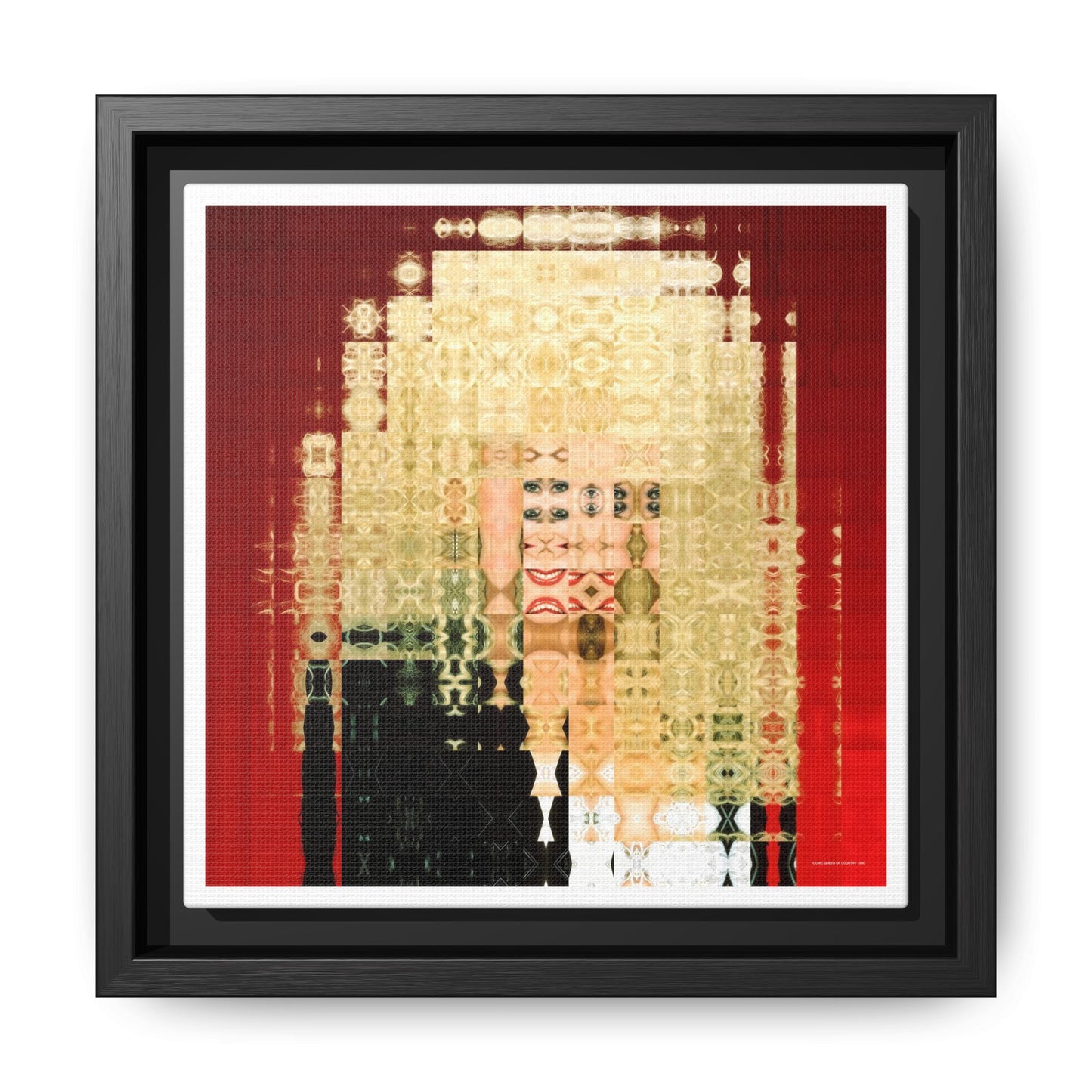Iconic Queen of Country VI, Dolly Abstract Portrait Collage Art — Matte Canvas, Framed (Multi-color options)