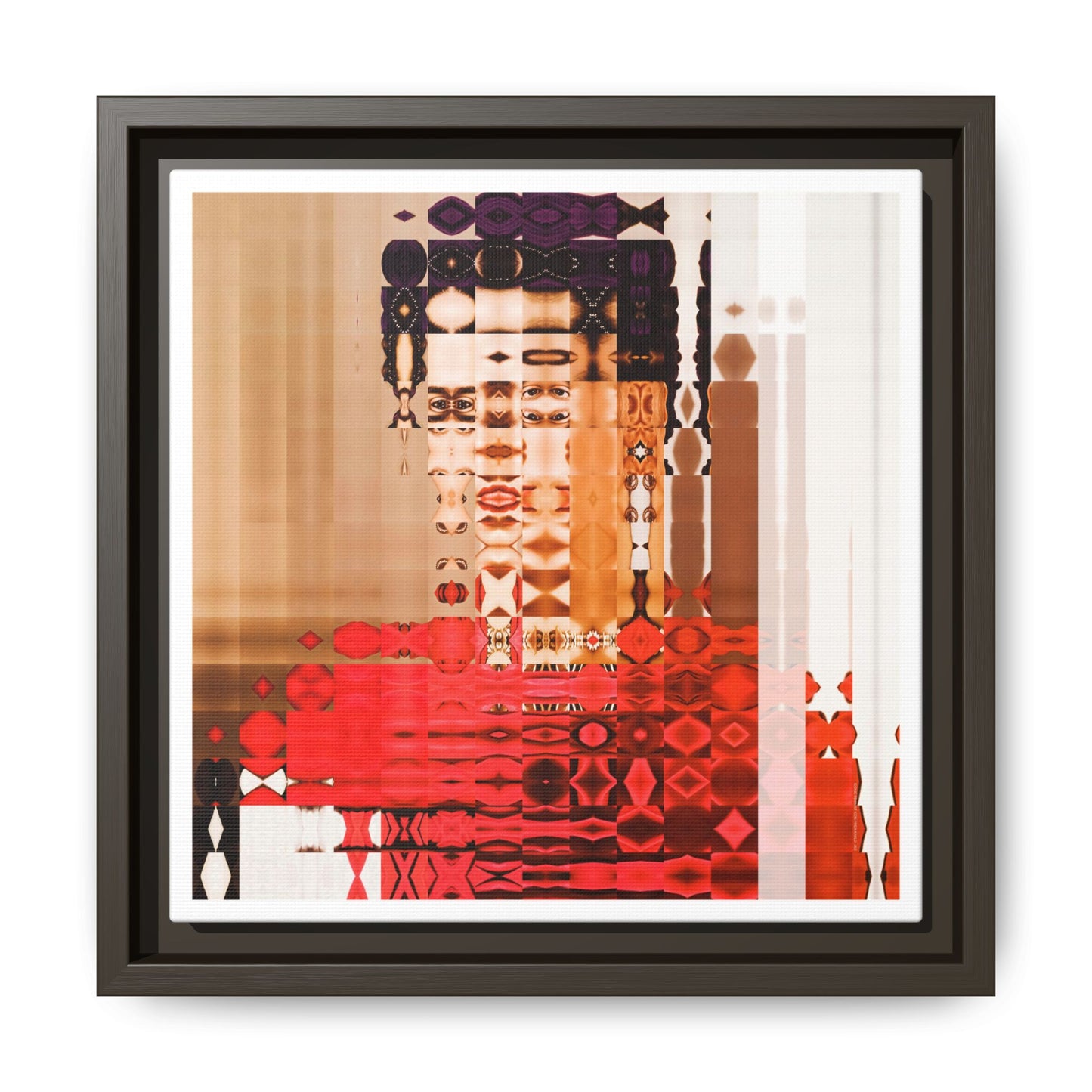 Iconic Feminist Artist Frida Kahlo 2 Abstract Portrait Collage Art — Matte Canvas, Framed (Multi-color options)