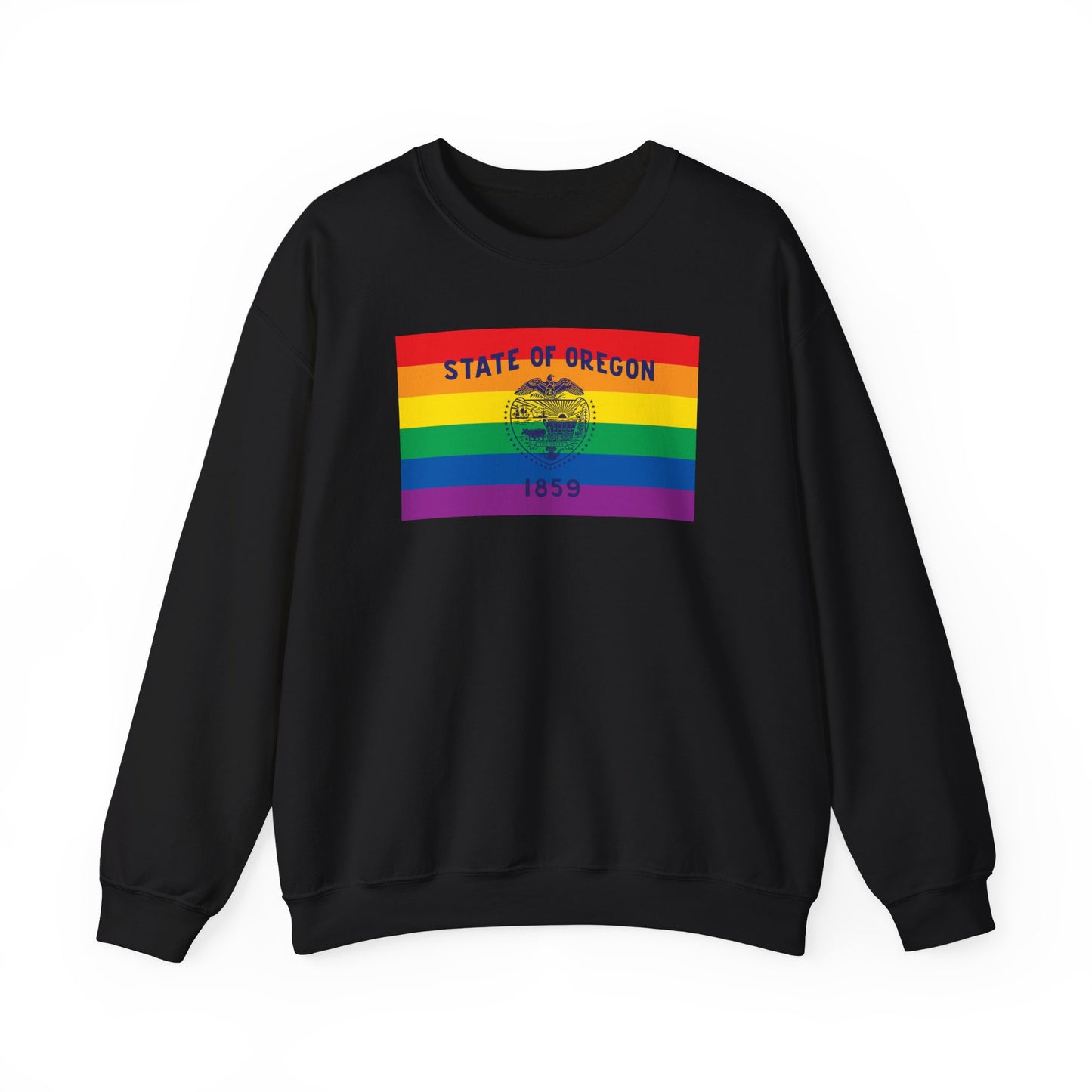Oregon Rainbow Pride Flag Unisex Crewneck Sweatshirt—White, Black or Light Pink