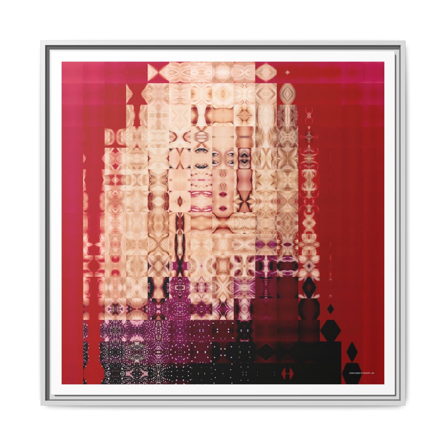 Iconic Queen of Country III, Dolly Abstract Portrait Collage Art — Matte Canvas, Framed (Multi-color options)