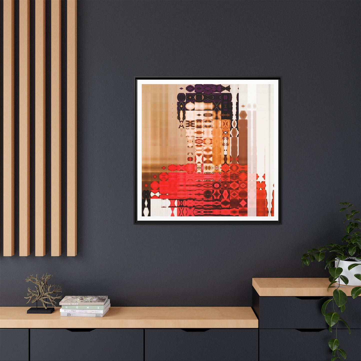 Iconic Feminist Artist Frida Kahlo 2 Abstract Portrait Collage Art — Matte Canvas, Framed (Multi-color options)
